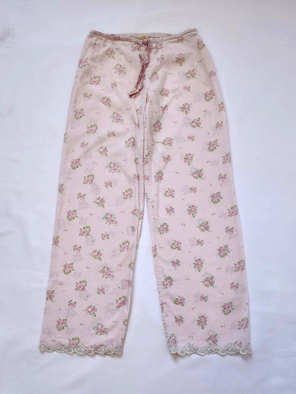 Banana Republic Pink Floral Lace Trim Pajama Lounge Pants XS Cottagecore